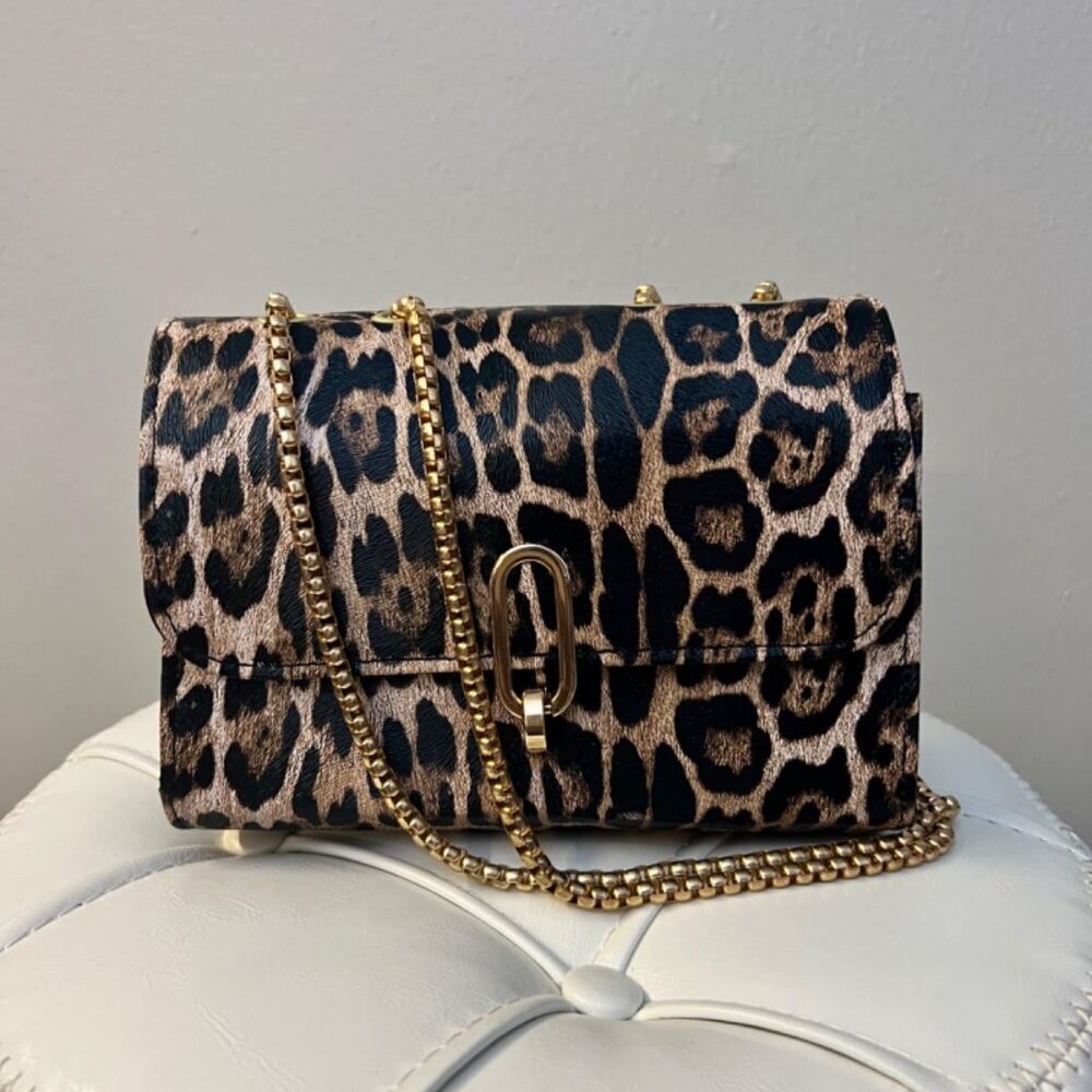 Neiman Marcus Brown Leopard Purse with Gold Hardware